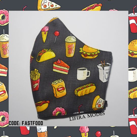 MASKER PRINTING KATUN MOTIF BURGER