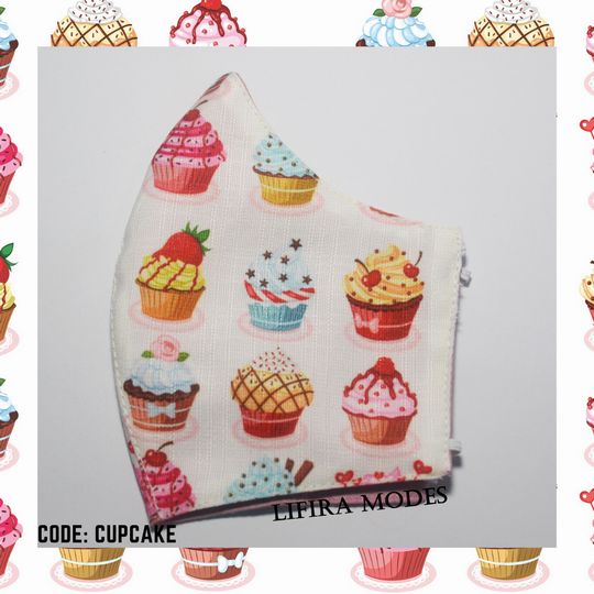 MASKER PRINTING KATUN MOTIF CUPCAKE