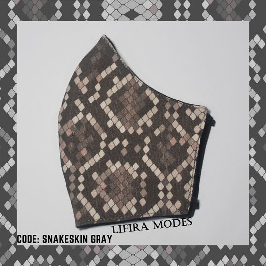 MASKER PRINTING KATUN MOTIF SNAKE SKIN GRAY